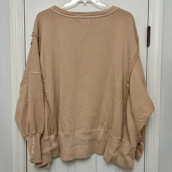 We The Free Camden Sweatshirt Oversized Loose Fit Beige Tan L - Picture 8 of 9